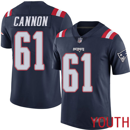 New England Patriots Football #61 Rush Vapor Limited Navy Blue Youth Marcus Cannon NFL Jersey->women nfl jersey->Women Jersey